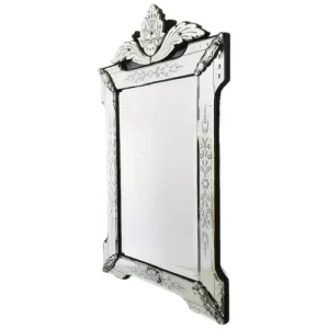 Antieke Venetiaanse spiegel geëtst spiegelglas bloemen spiegel 1900’s