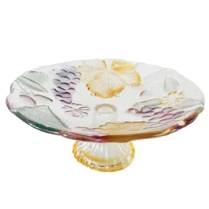 Vintage SOGA fruitschaal gekleurde glazen taartstandaard 1960’s