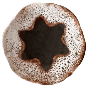 Vintage Dümler en Breiden schaal keramiek bruin wit fat lava West-Germany 1970’s