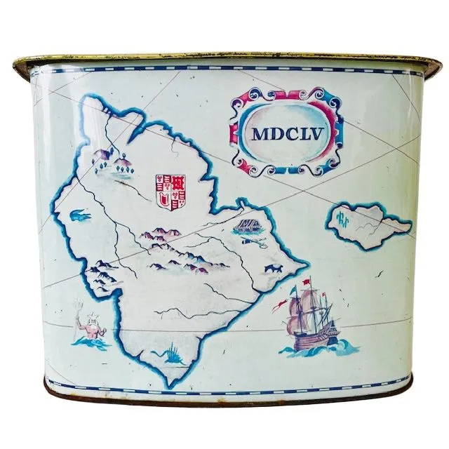 Vintage XL Cote d’or blik landkaart winkelblik blauw groen 1950’s - Afbeelding 8