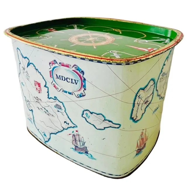 Vintage XL Cote d’or blik landkaart winkelblik blauw groen 1950’s - Afbeelding 3