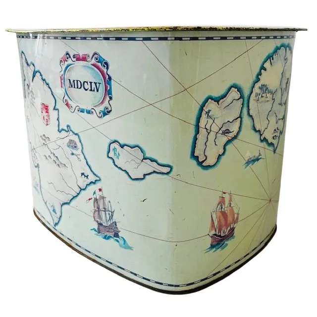 Vintage XL Cote d’or blik landkaart winkelblik blauw groen 1950’s - Afbeelding 4