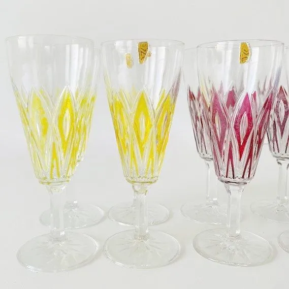 Set vintage VMC France Reims champagne glazen Harlequin 1960’s - Afbeelding 9
