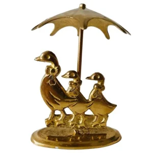 Vintage messing beeldje eendjes paraplu 1970’s