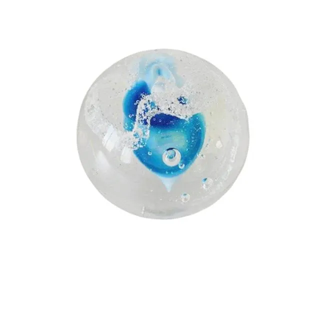 Vintage bolvormige Presse-papier kristal transparant blauw wit - Afbeelding 3