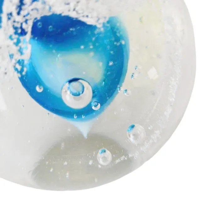 Vintage bolvormige Presse-papier kristal transparant blauw wit - Afbeelding 5