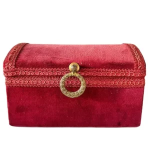 Antieke bordeaux sieradendoos rode fluwelen Franse sieradenkist rood fluweel 1920’s