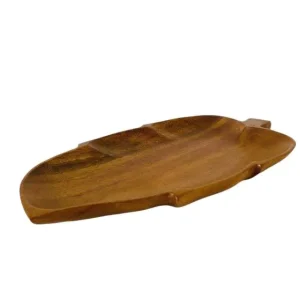 Acacia houten hapjesschaal in blad vorm 1970’s