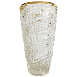 Vintage kristal Hollywood Regency kristallen vaas goud vergulde rand 1970’s