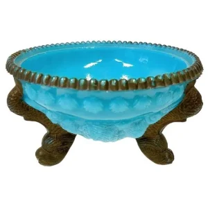 Antiek Frans Victoriaans blauw opaline schaaltje 1920’s