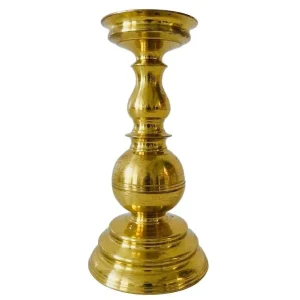 Antieke zware messing bol kandelaar 1920’s