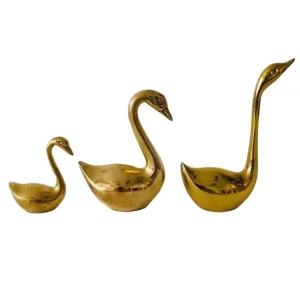 Vintage Zwanen Messing Koper Set