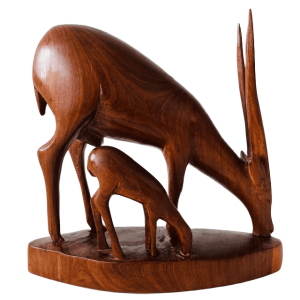 Mid-century houten beeld hert antiloop gazelle 1960’s