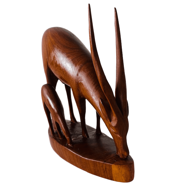 Mid-century houten beeld hert antiloop gazelle 1960’s - Afbeelding 4