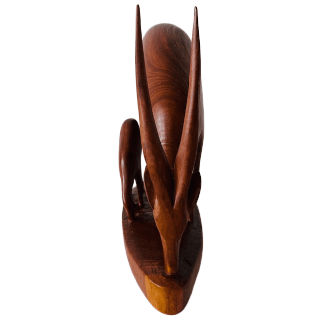 Mid-century houten beeld hert antiloop gazelle 1960’s - Afbeelding 5