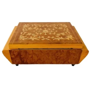 Vintage sieradendoosje Thuya Burl ingelegd hout