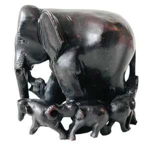 Vintage midcentury XL olifant familie beeld