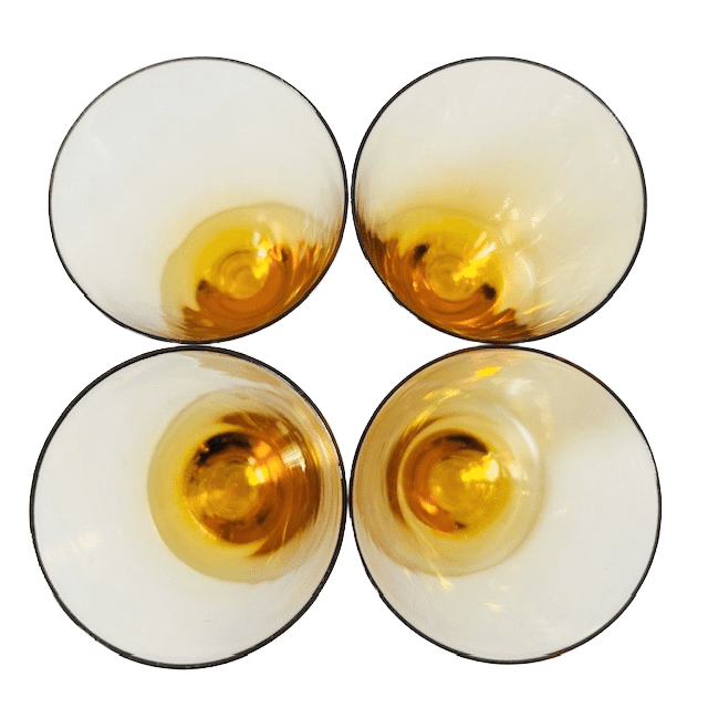 Vintage mid-century Kristalunie Carnaval Max Verboeket sherryglazen amber 1950’s - Afbeelding 8