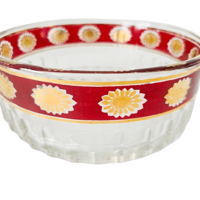 Vintage Set Stampi Francolini Ruby Red Gold schaal en en fles Italiaans glas 1960’s - Afbeelding 6