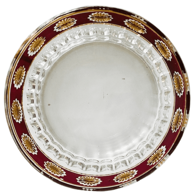 Vintage Set Stampi Francolini Ruby Red Gold schaal en en fles Italiaans glas 1960’s - Afbeelding 3