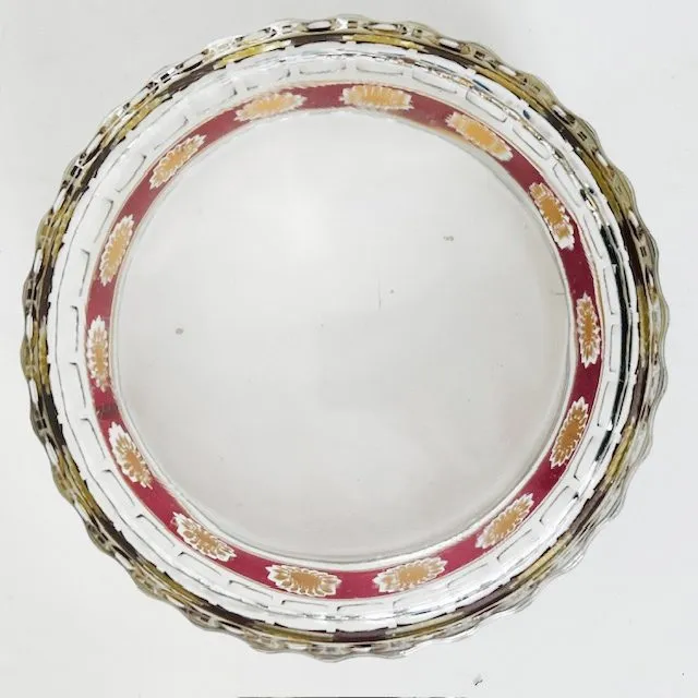 Vintage Set Stampi Francolini Ruby Red Gold schaal en en fles Italiaans glas 1960’s - Afbeelding 4