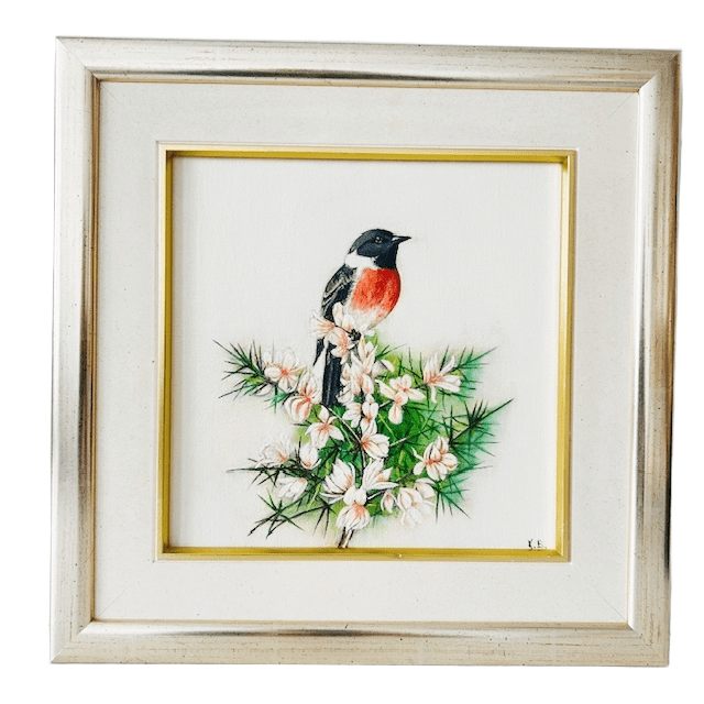 Vintage set olieverfschilderijen vogels K.H. Bohn 2004 - Afbeelding 3