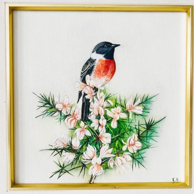 Vintage set olieverfschilderijen vogels K.H. Bohn 2004 - Afbeelding 9