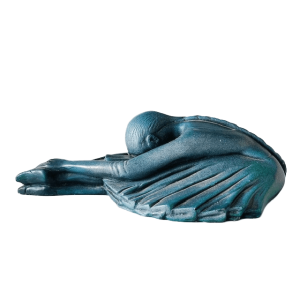 Vintage Ballerina beeldje blauw groen keramiek