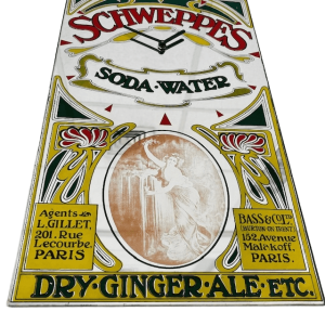 Vintage SCHWEPPES reclamespiegel wandklok 1980’s