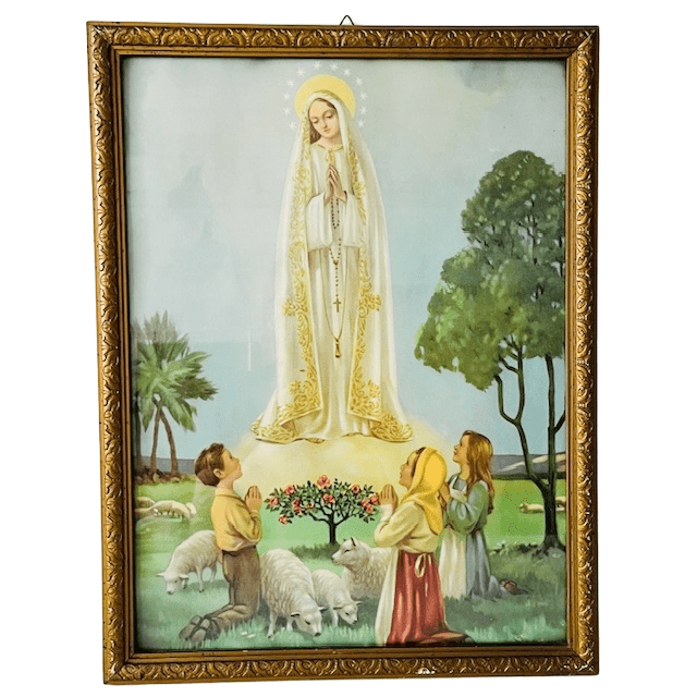 Set vintage religieuze lithografieën schilderijen Maria Lourdes 1940’s - Afbeelding 6