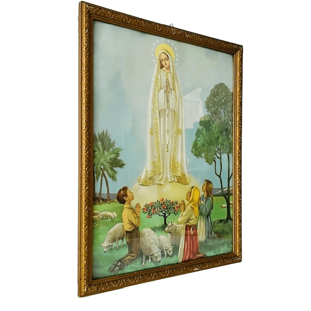 Set vintage religieuze lithografieën schilderijen Maria Lourdes 1940’s - Afbeelding 7