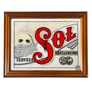 Vintage Mexicaanse Cerveza Sol bierspiegel 1960’s