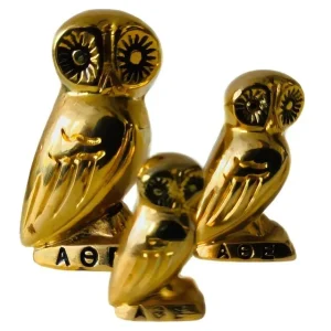 Set vintage Griekse uiltjes van Athena 24k goud 1960’s