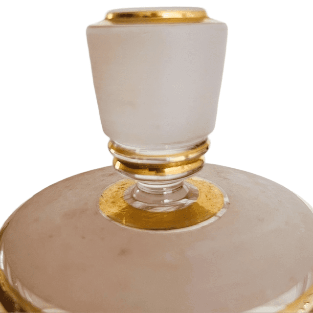 Art Deco poederdoos roze goud glas sieradendoosje 1950’s - Afbeelding 5