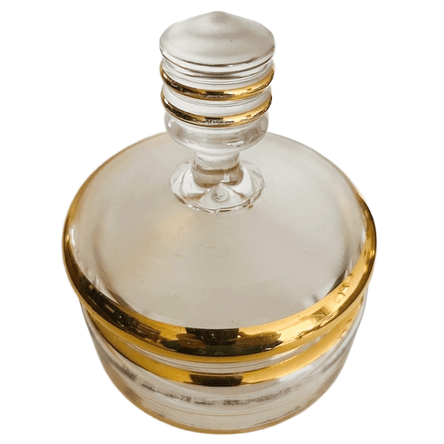 Art Deco sieradendoosje goud transparant glas poederdoos 1950’s - Afbeelding 3