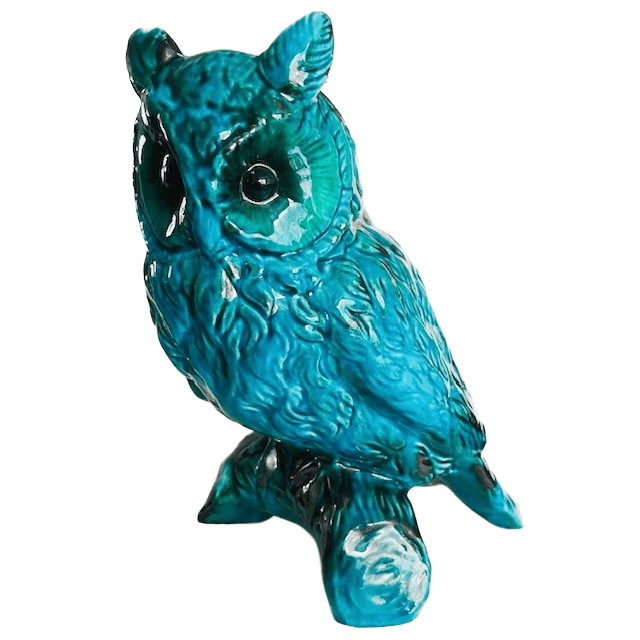 Mid-century Jema Holland uil turquoise keramiek 1950’s - Afbeelding 3