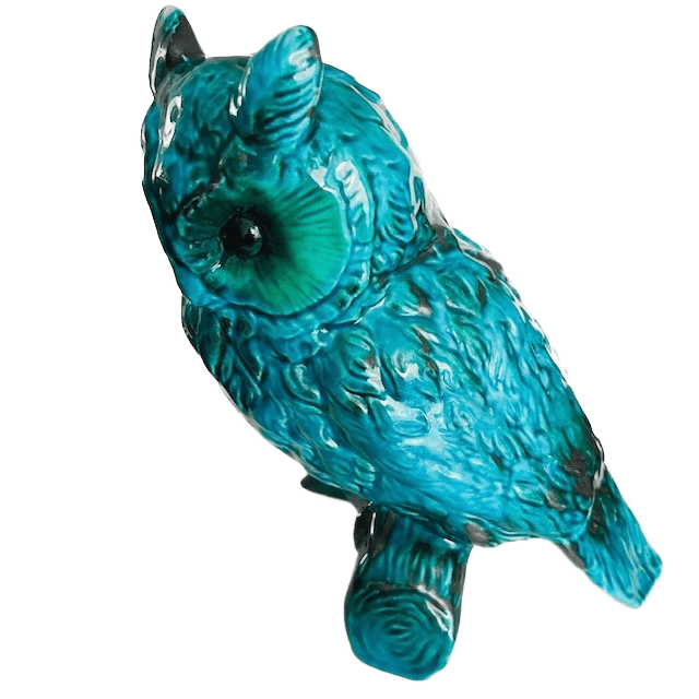 Mid-century Jema Holland uil turquoise keramiek 1950’s - Afbeelding 4