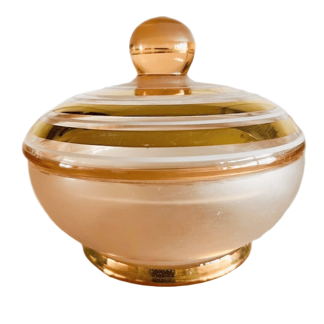 Art Deco bonbonnière roze goud glas sieradendoosje 1950’s - Afbeelding 2