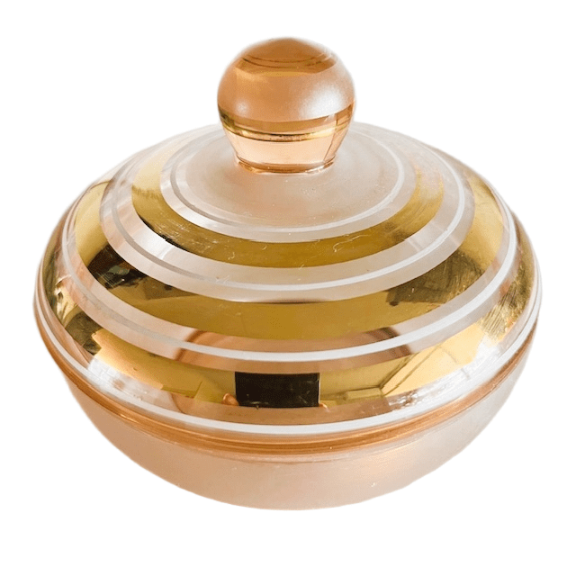 Art Deco bonbonnière roze goud glas sieradendoosje 1950’s - Afbeelding 3