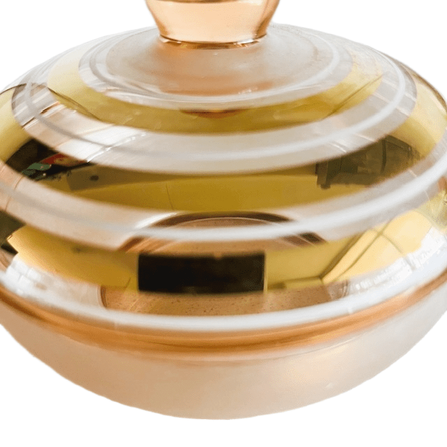 Art Deco bonbonnière roze goud glas sieradendoosje 1950’s - Afbeelding 4