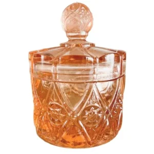 Antieke Art-deco rosaline kristallen sieradendoos Val Saint Lambert 1900’s