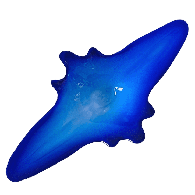 Vintage XL Murano glas schaal blauw wit helder glas mid-century 1970’s - Afbeelding 8