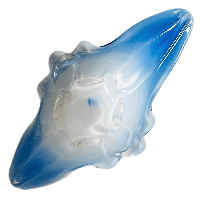 Vintage XL Murano glas schaal blauw wit helder glas mid-century 1970’s - Afbeelding 9