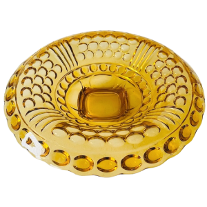 Antieke amberkleurige glazen fruitschaal van August Walther & Sons 1890’s