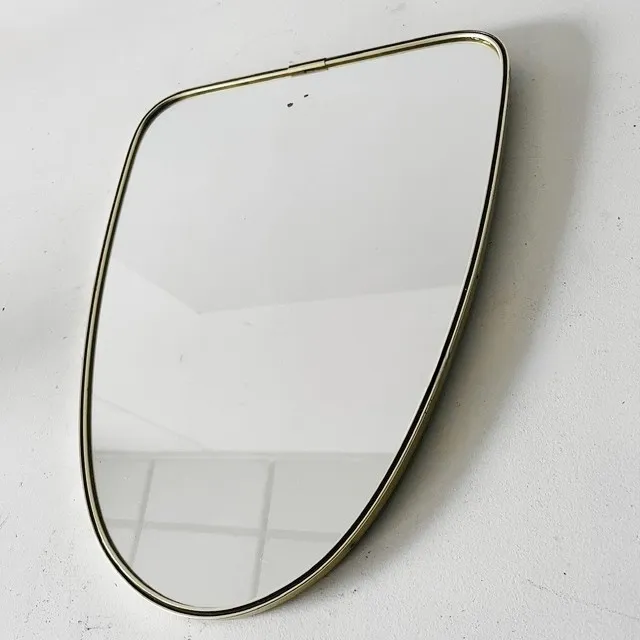 Mid-century asymmetrische spiegel messing 1950’s - Afbeelding 4