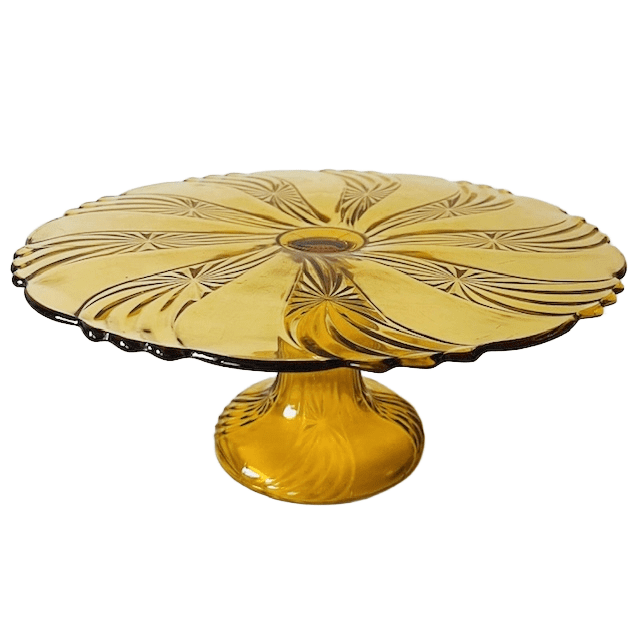 Art Deco Taartplateau Val St. Lambert amber geel 1930’s - Afbeelding 2