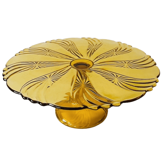 Art Deco Taartplateau Val St. Lambert amber geel 1930’s - Afbeelding 3