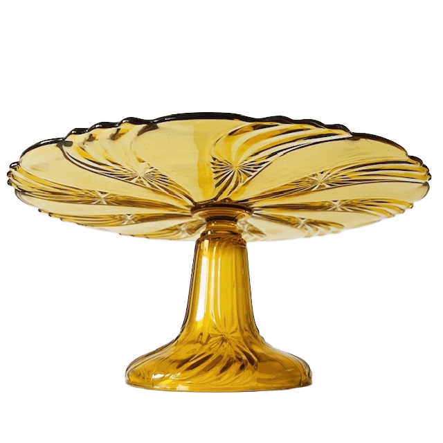 Art Deco Taartplateau Val St. Lambert amber geel 1930’s - Afbeelding 5