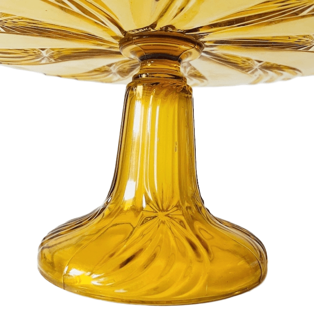 Art Deco Taartplateau Val St. Lambert amber geel 1930’s - Afbeelding 6