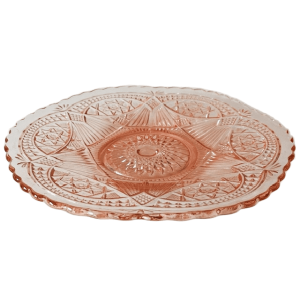 Art Deco fruitschaal roze kristal 1930’s Fait en Belgique